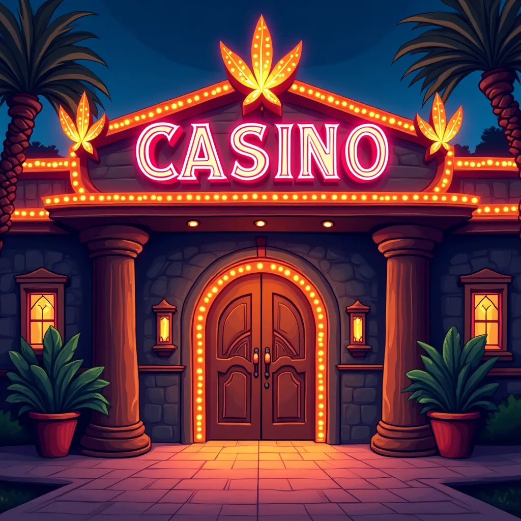 Goldbet hero CTA illustration with neon casino entrance